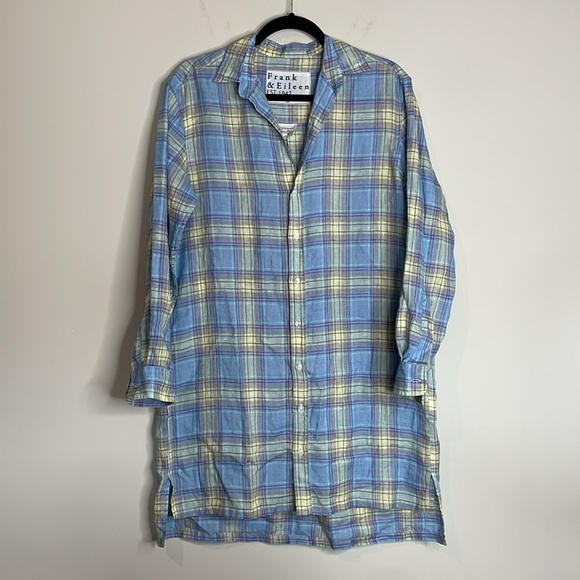 Frank & Eileen | Women’s Linen Plaid Button-Down Hunter Shirt Dress Size Small - Picture 2 of 8